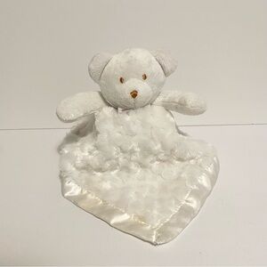 Blankets & Beyond Teddy Bear Lovey Satin Trim White Baby Blanket Lovie Toy Soft